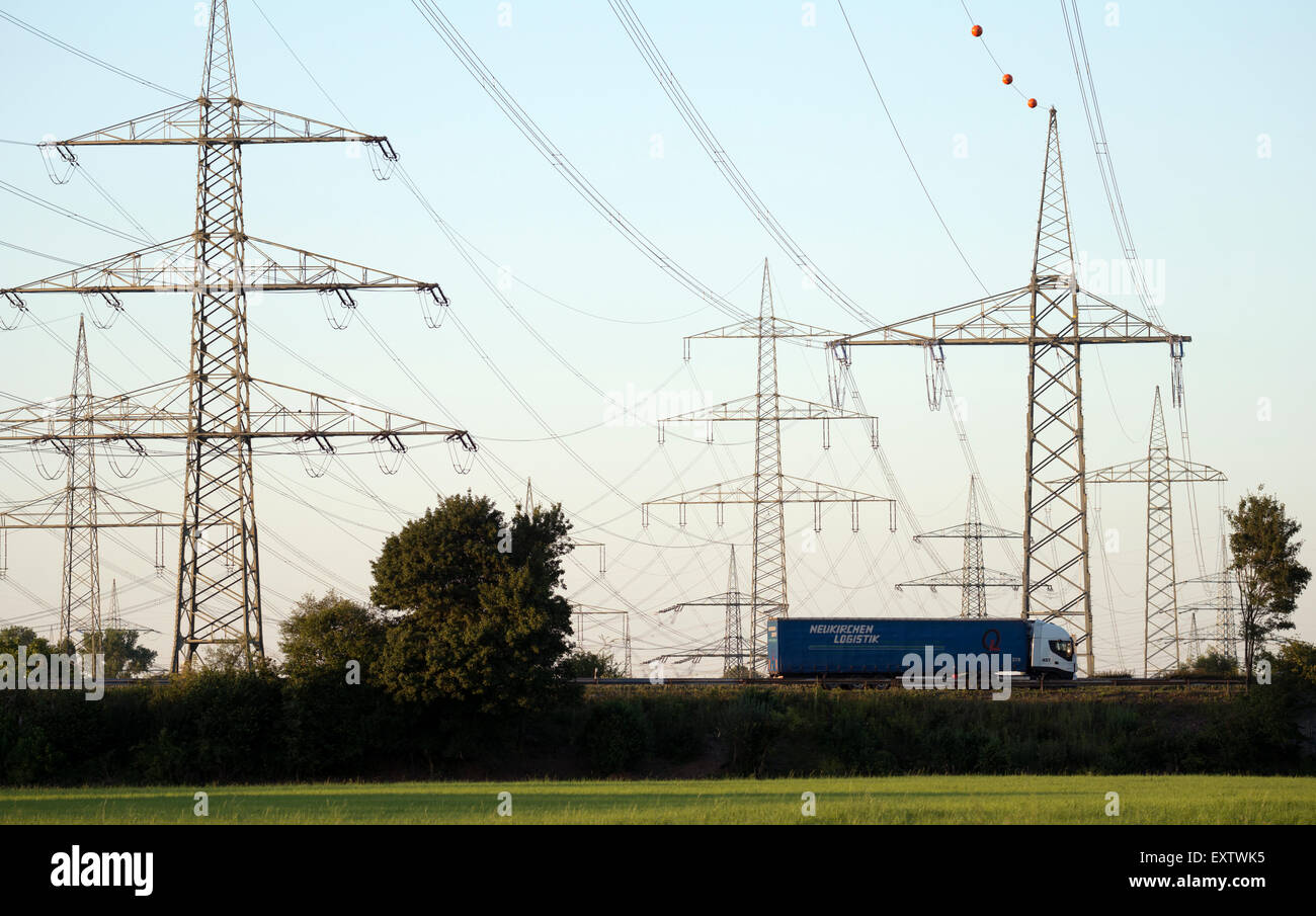 High-voltage electricity pylons Germany Stock Photo - Alamy