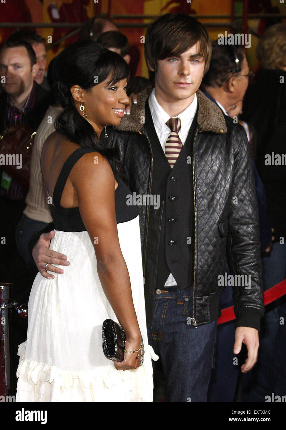 Zac Efron and Monique Coleman attend the DVD Release Premiere of 'High School Musical 2: Extended Edition'. Stock Photo