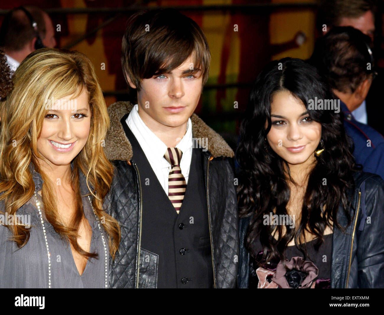 Ashley Tisdale, Zac Efron and Vanessa Anne Hudgens attend the DVD Release Premiere of 'High School Musical 2: Extended Edition' held at the El Capitan Theater in Hollywood, California, United States on November 19, 2007. Stock Photo