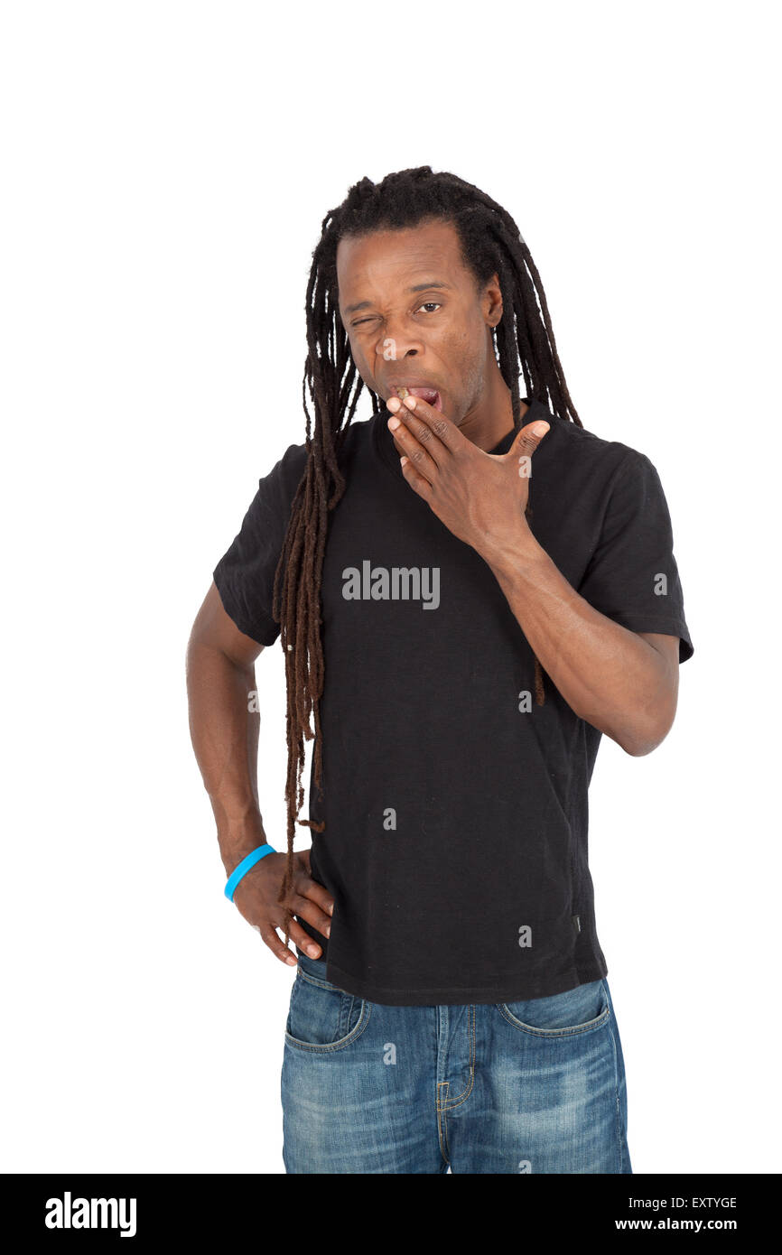 Handsome man with dreadlocks doing different expressions in different ...