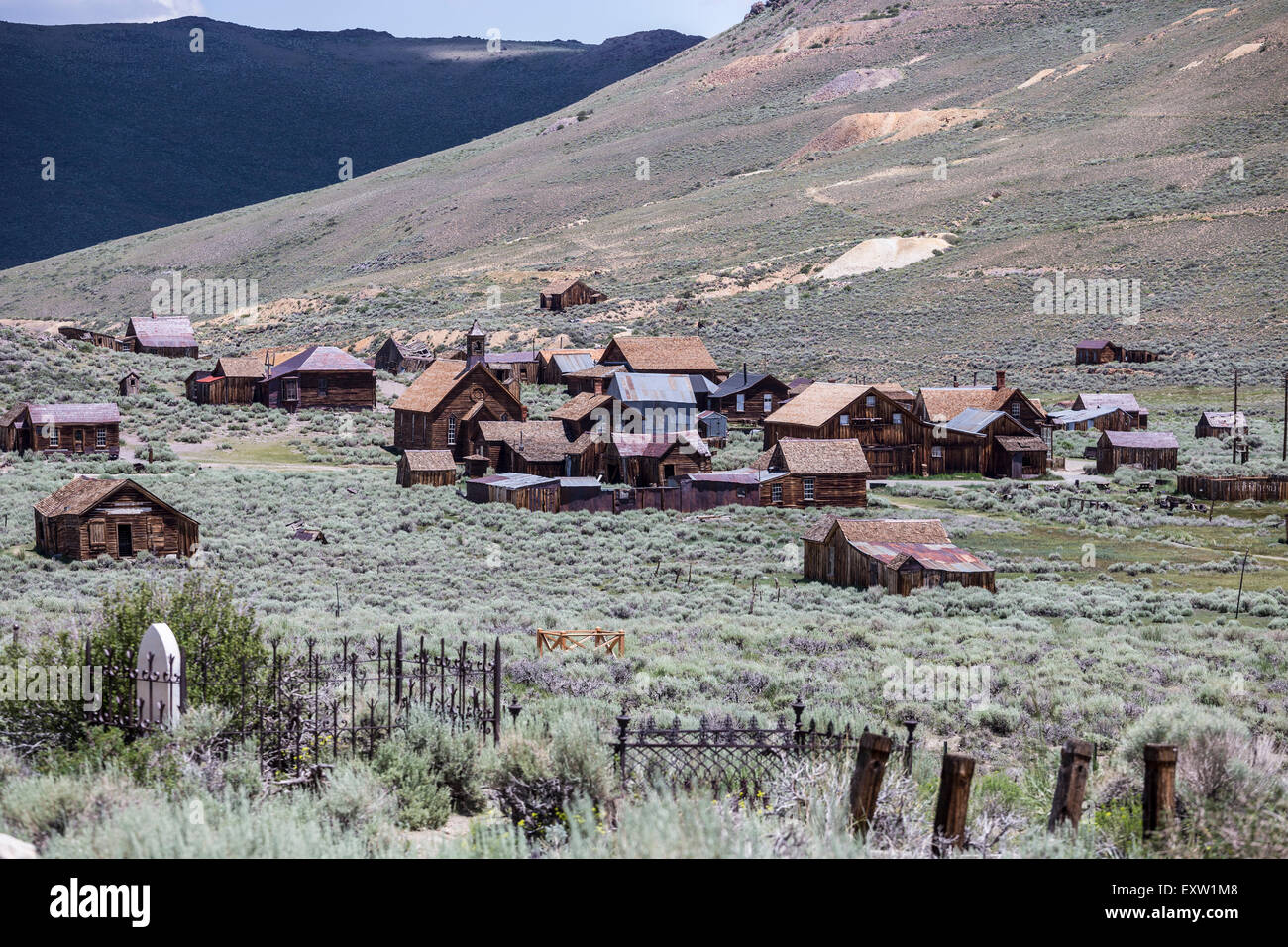 View of Bodie wild west ghost town at Bodie Historic State Park in California. Stock Photo