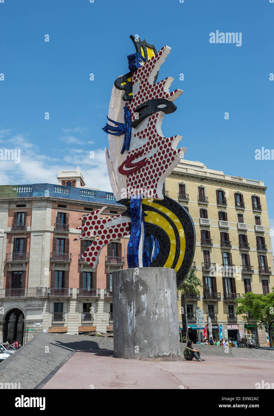 El Cap de Barcelona (The Head) surrealist sculpture by American artist Roy Lichtenstein in