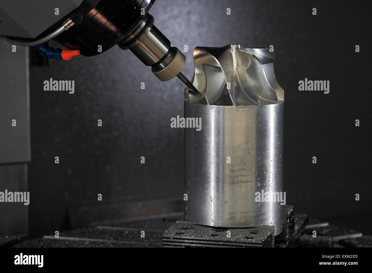 Five axis CNC machining center manufacturing jet engine turbine wheel