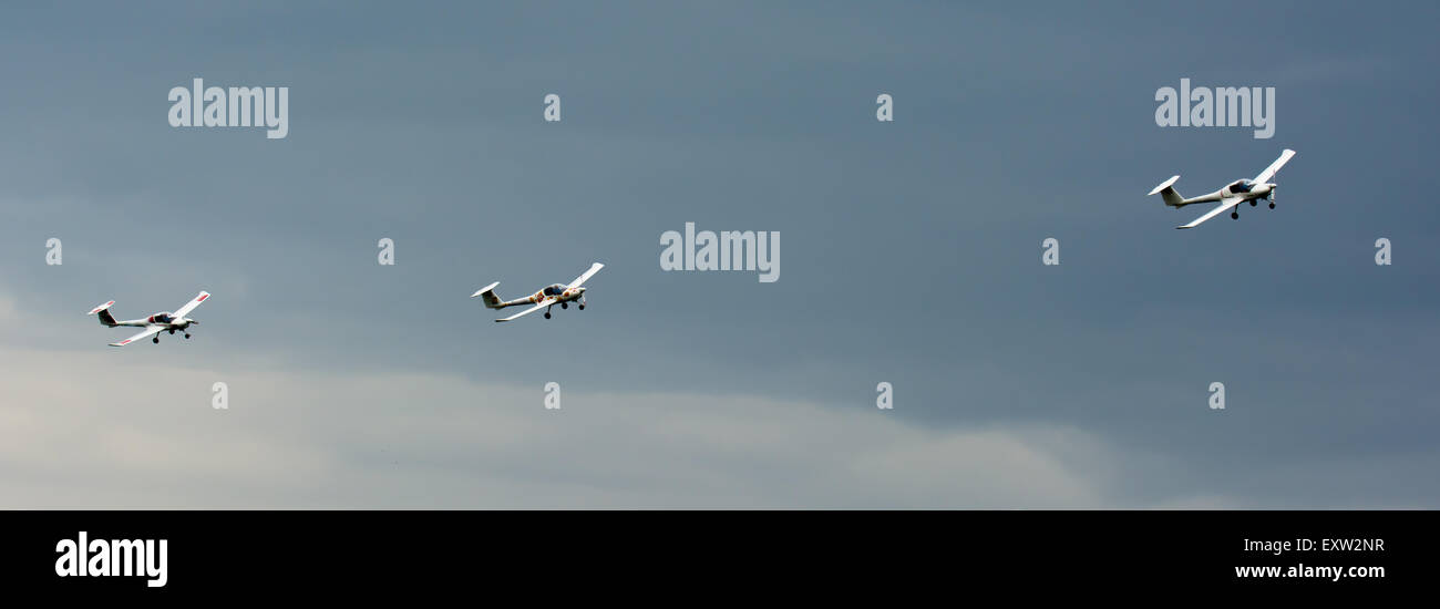 Three Airplanes In Formation Flight Stock Photo