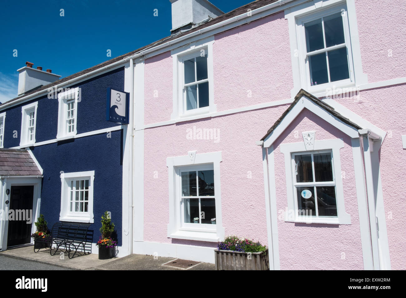 Colourful terraced houses in Aberaeron,Ceredigion,Mid,West,Wales,U.K