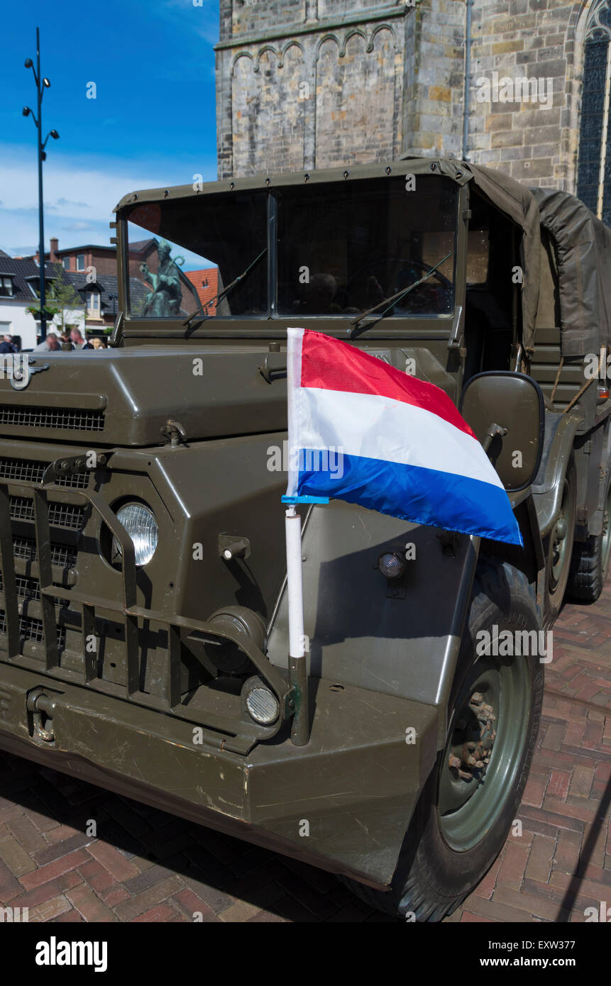 dutch flag on a military truck Stock Photo