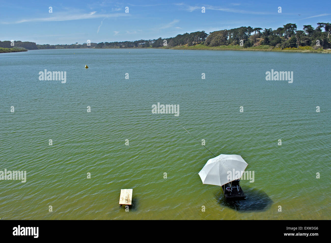 Fishing Lake Merced, San Francisco Stock Photo