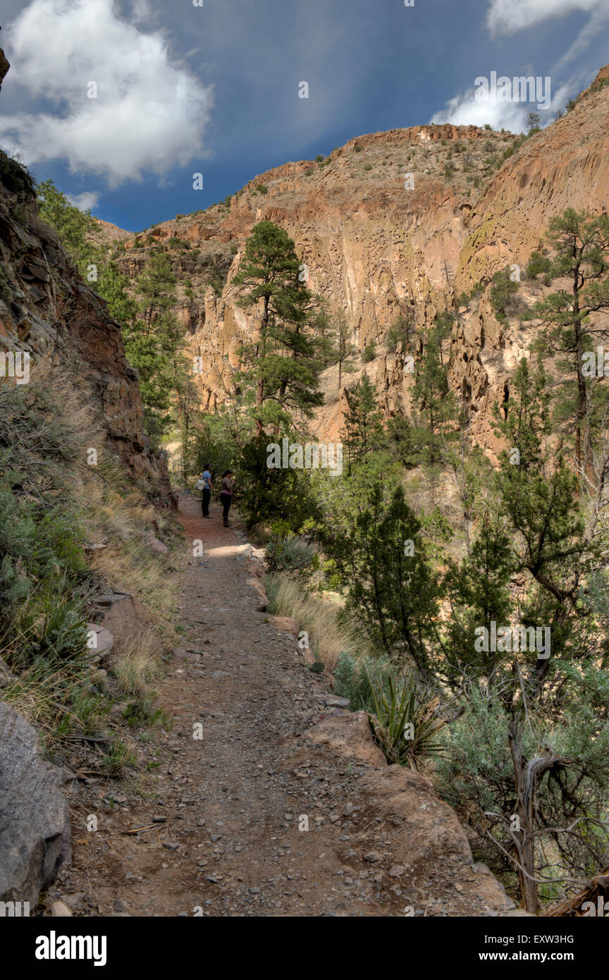 The Falls Trail in Frijoles Canyon, Bandelier National Monument, Los Alamos, New Mexico Stock Photo