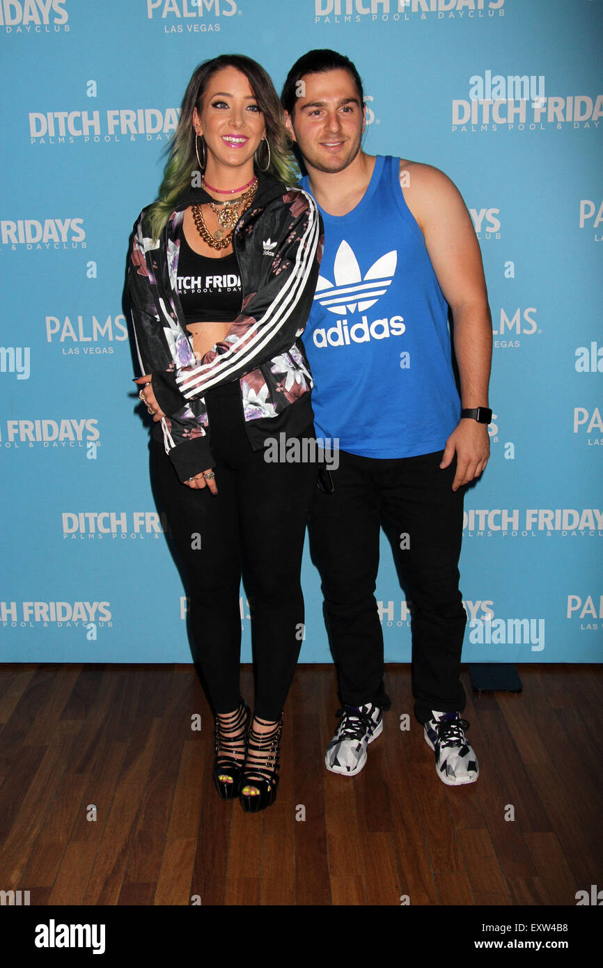 YouTube star Jenna Marbles hosts Ditch Fridays at the Palms Pool and Dayclub inside the Palms Casino Resort  Featuring: Jenna Marbles, Julien Solomita Where: Las Vegas, Nevada, United States When: 15 May 2015 Stock Photo