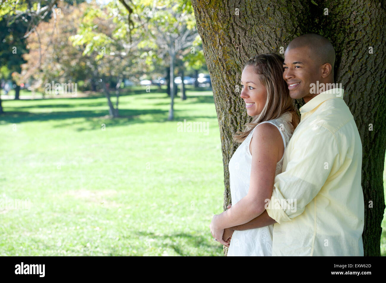 Happy Young Interracial Couple Stock Photo