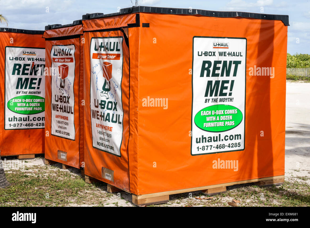 Miami Beach Florida,U-Haul,rental,storage containers,orange,FL150131015 Stock Photo