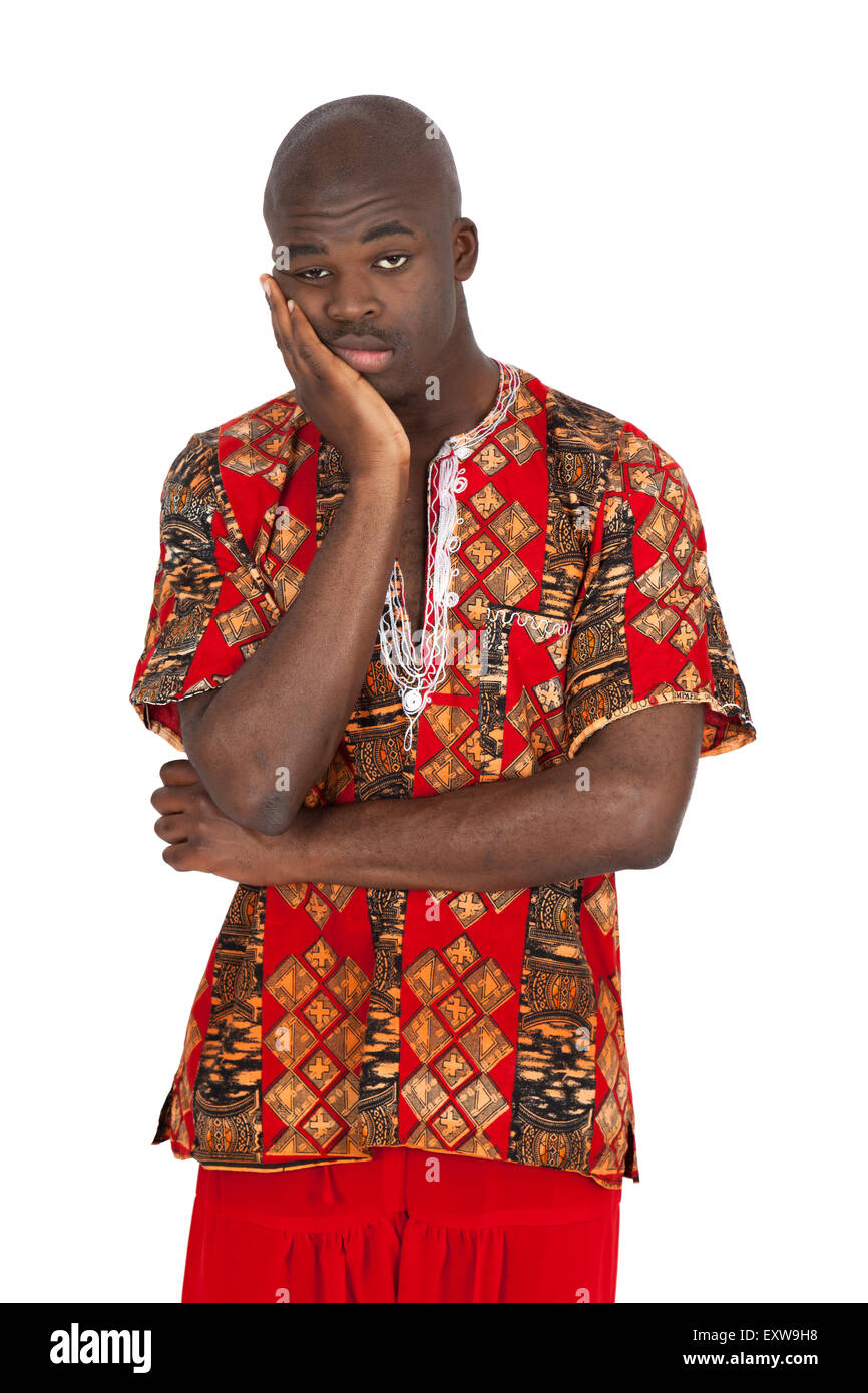 Handsome man doing different expressions in different sets of clothes: bored Stock Photo