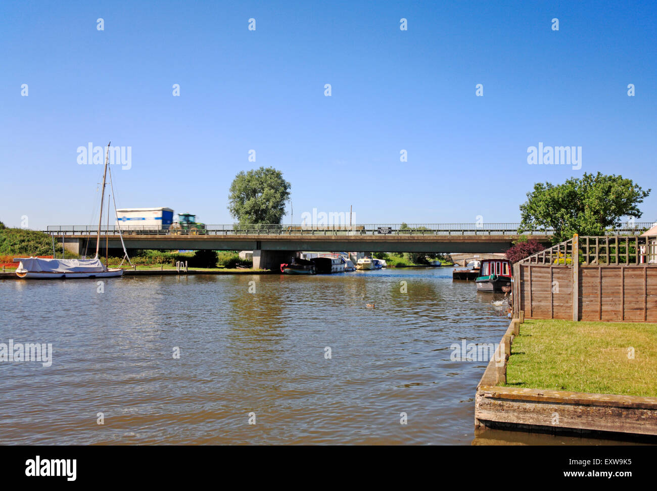 A view of the new A149 road bridge over the River Thurne at Potter