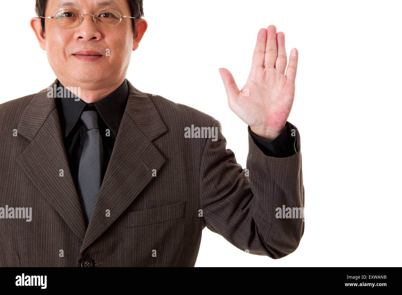 Man making oath and reaching hand, Stock Photo