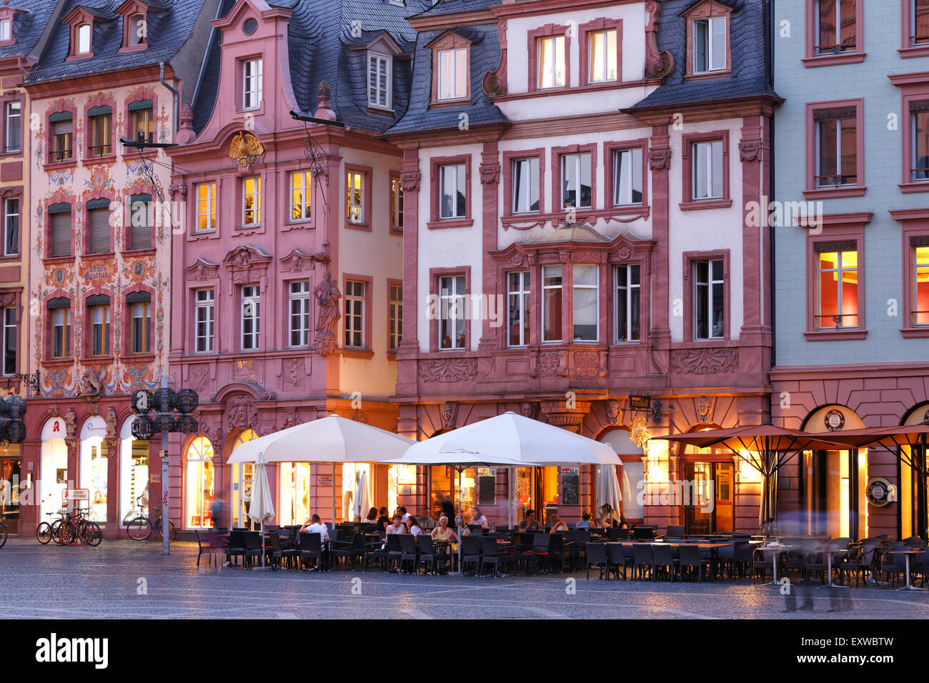 Café Extrablatt, market square, Mainz, Rhineland-Palatinate, Germany Stock Photo