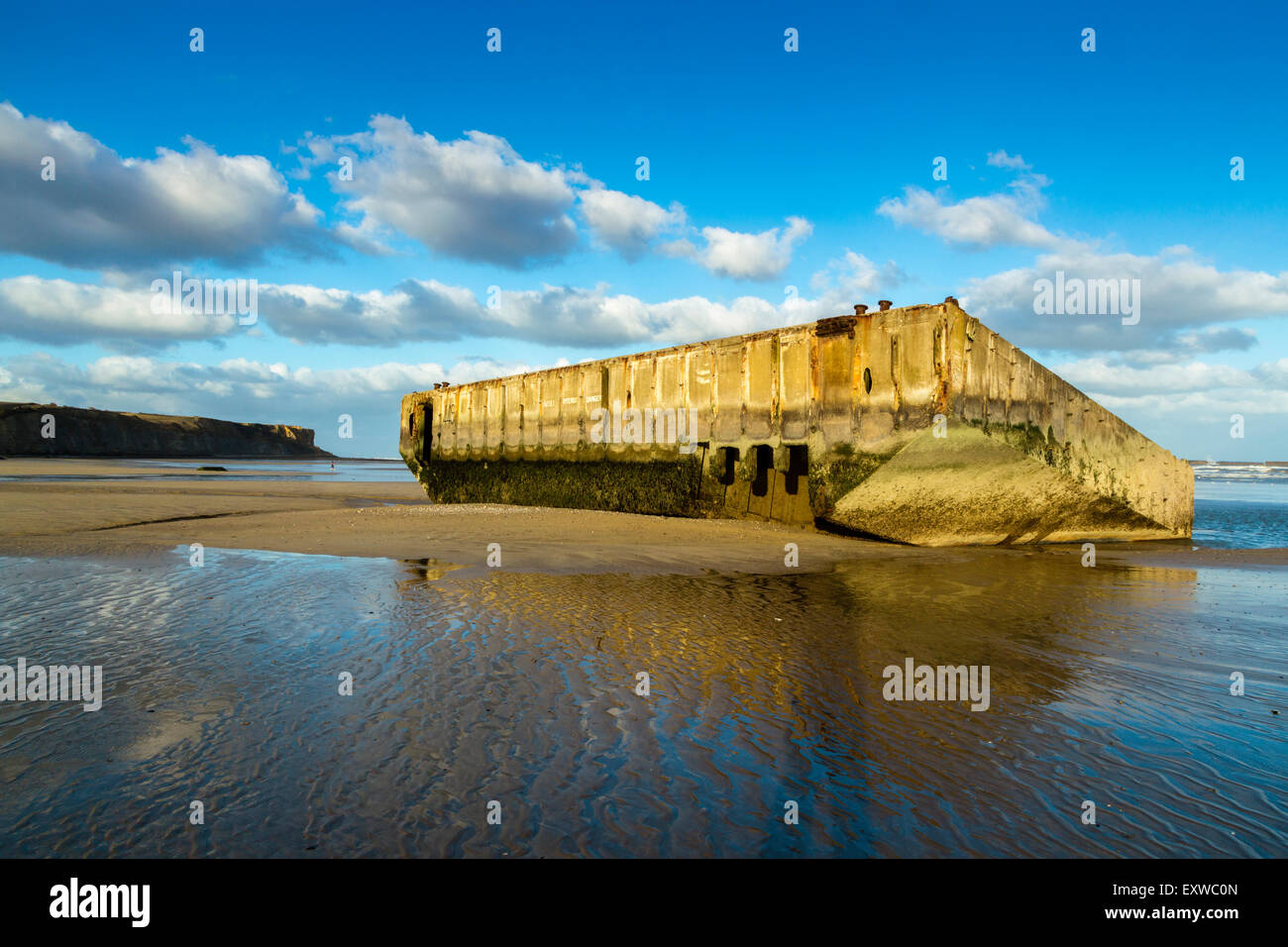 Arromanches Les Bains, Ruins Of Mulberry B Or Port Winston, Basse Normandie, Calvados, France Stock Photo