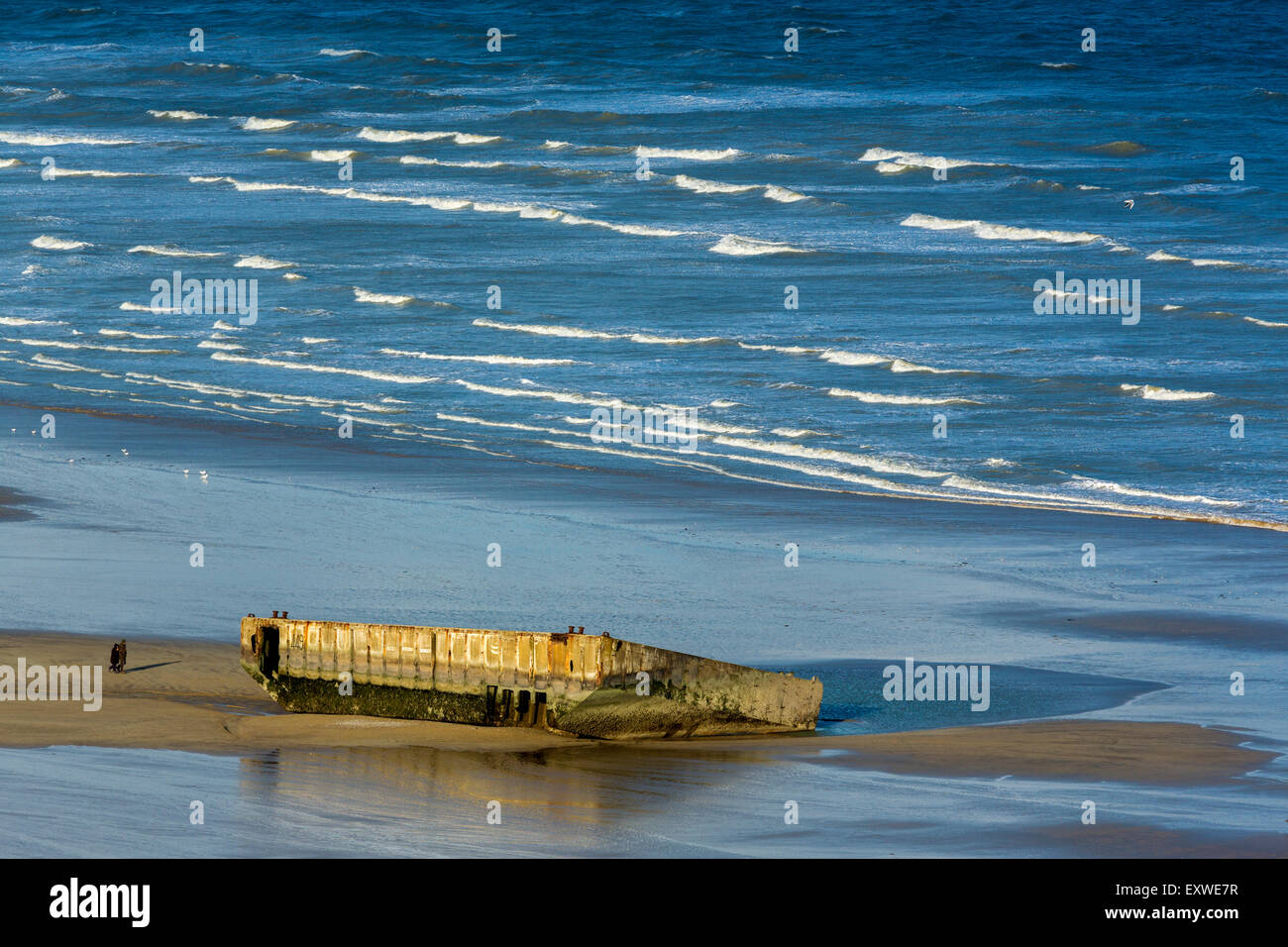 Arromanches Les Bains, Ruins Of Mulberry B Or Port Winston, Basse Normandie, Calvados, France Stock Photo