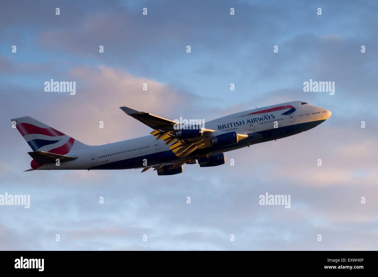 Boing 747 in clouds Stock Photo