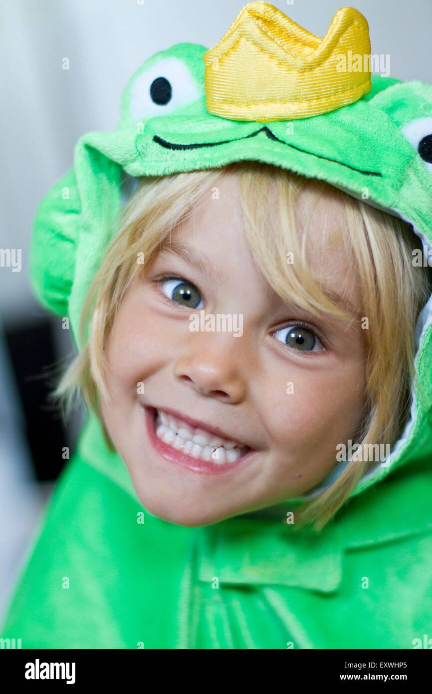 Girl with frog costume Stock Photo