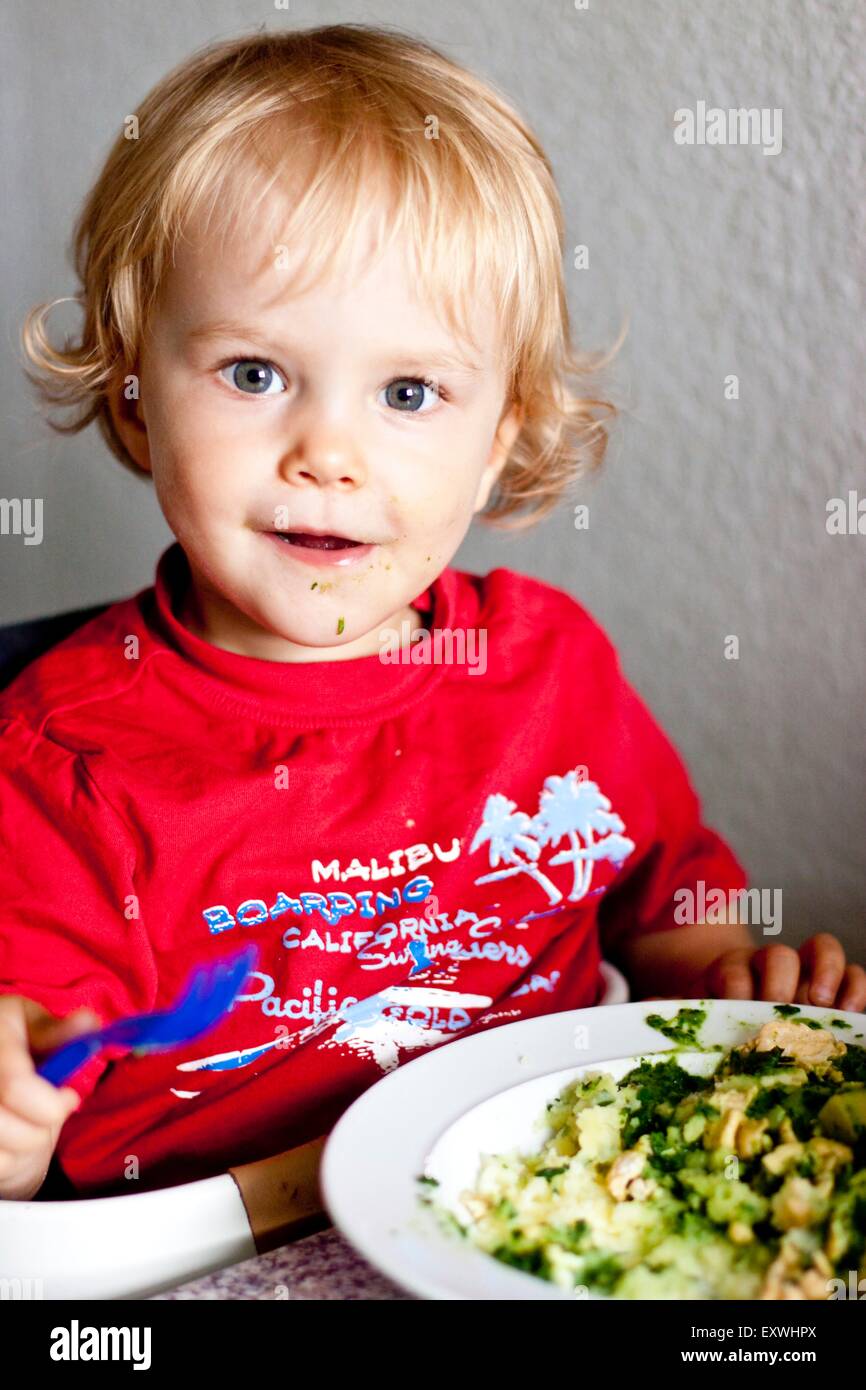 Blond girl at lunch Stock Photo