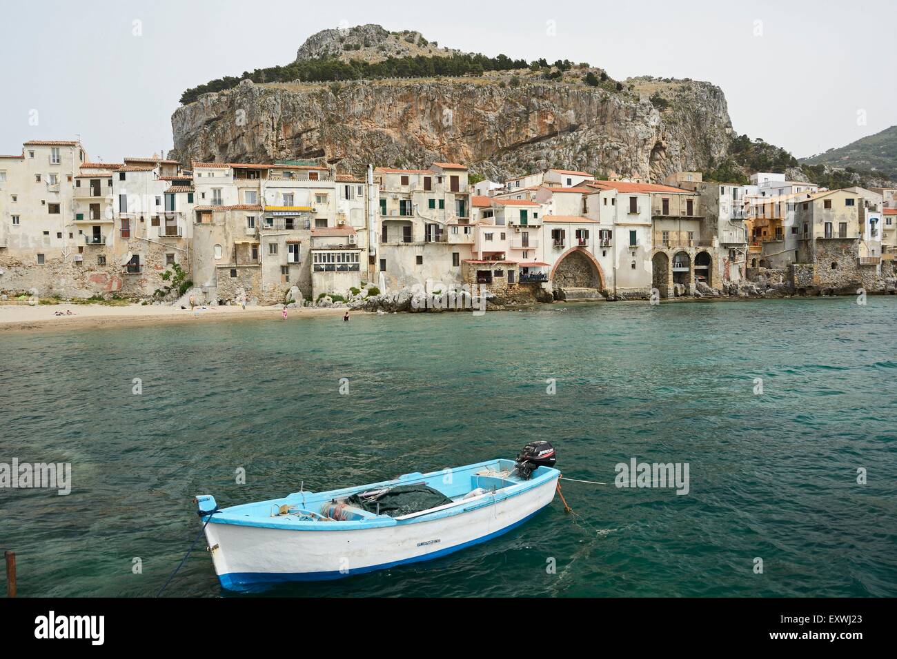 Fishing harbour, Cefalu, Sicily, Italy, Europe Stock Photo