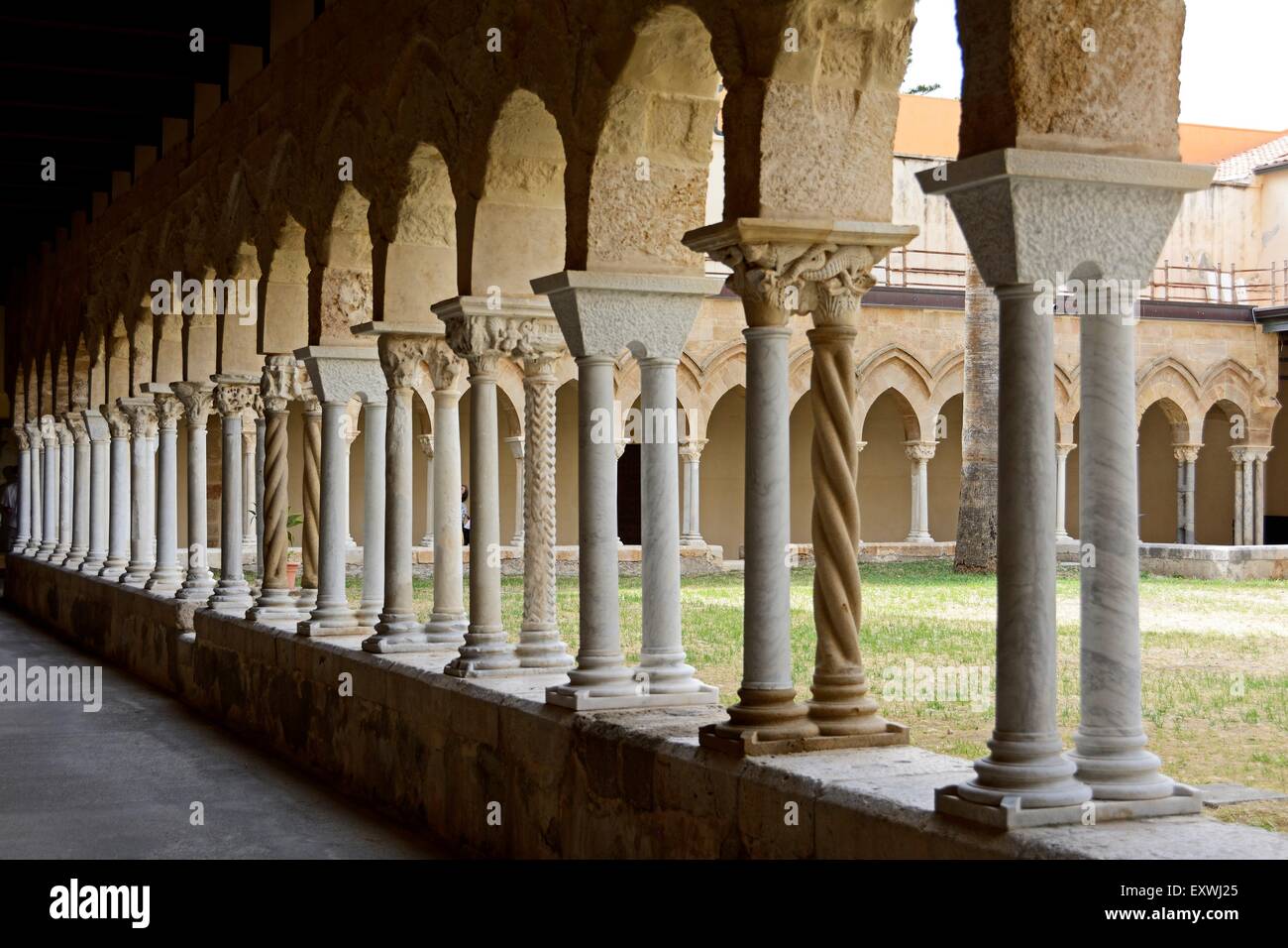 Cloister of cathedral, Cefalu, Sicily, Italy, Europe Stock Photo