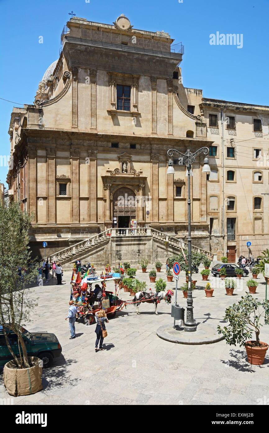 Piazza Bellini and Santa Catarina, Palermo, Sicily, Italy, Europe Stock Photo