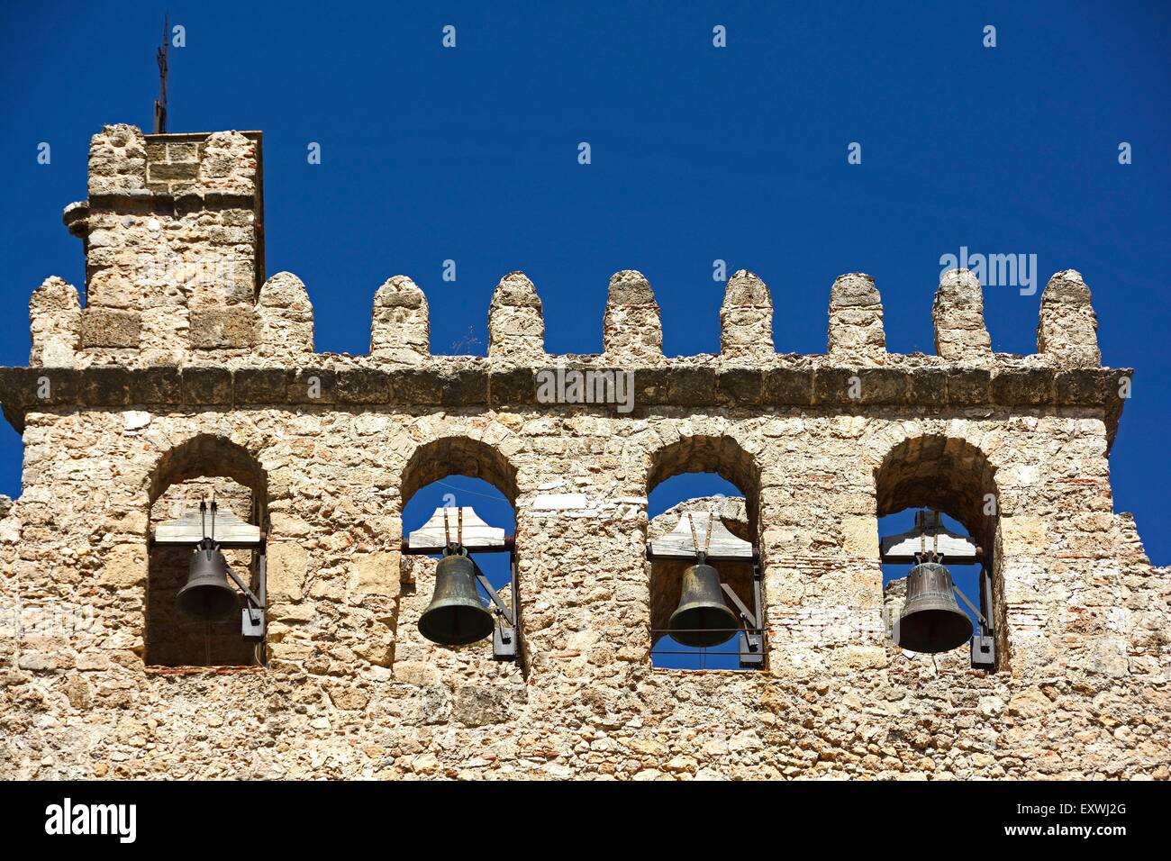 Bell tower, Cathedral Santa Maria Nuova, Monreale, Sicily, Italy, Europe Stock Photo