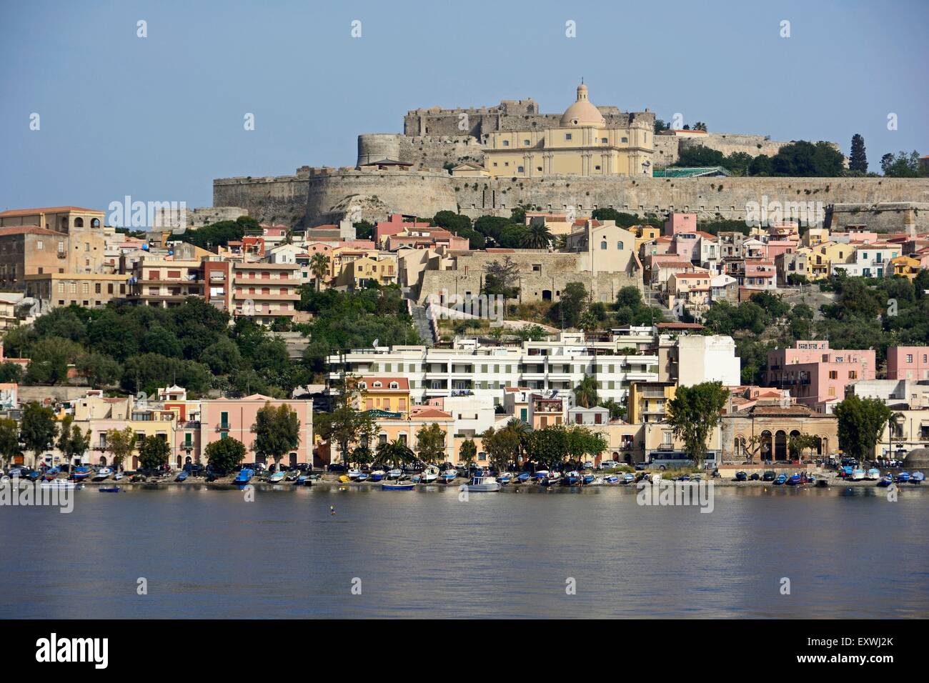 Harbour and fort, Sicily, Italy, Europe Stock Photo