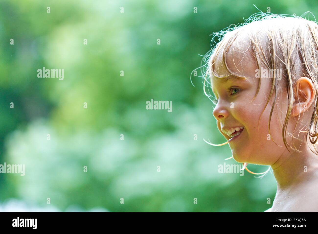 Girl with wet hair Stock Photo