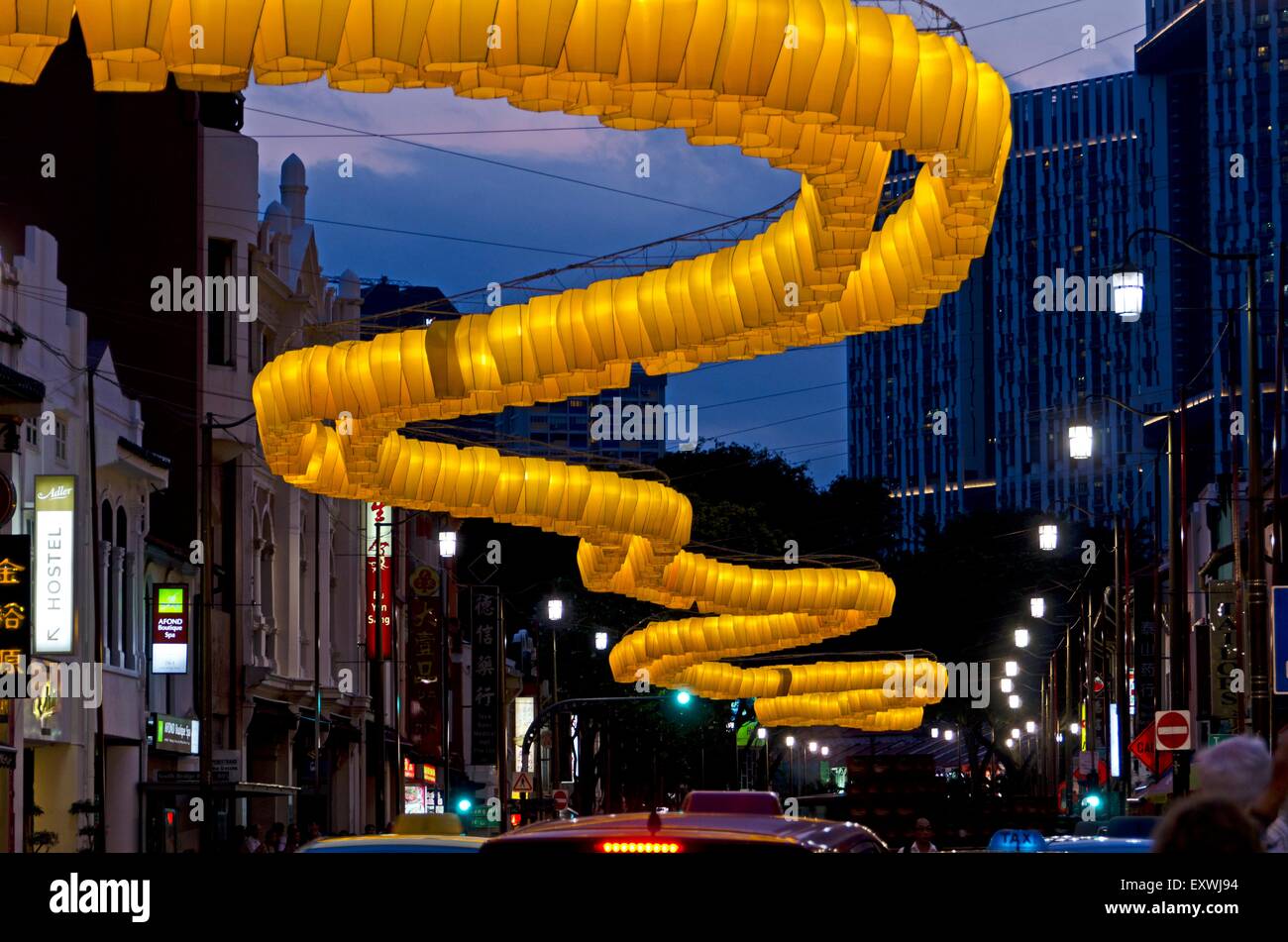 Chain of lights, Chinatown, Singapur City, Singapur, Asia Stock Photo