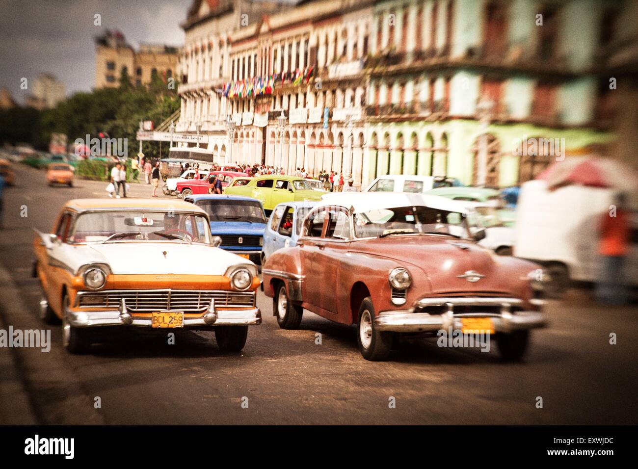 Vintage cars in Havana, Cuba Stock Photo