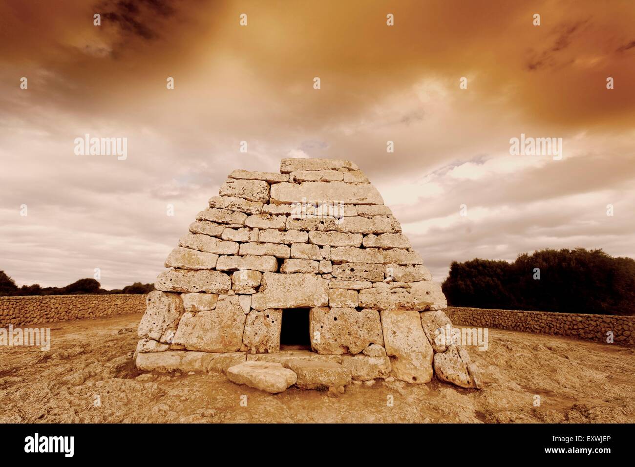 Megalithic chamber tomb Naveta des Tudons, Menorca, Balearic, Spain ...