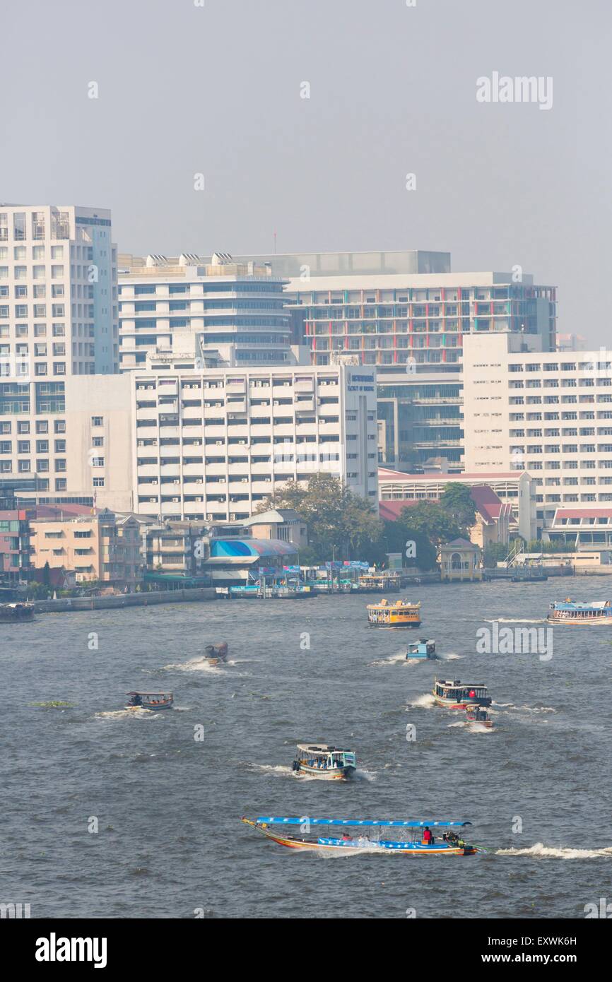 Ships and boats, Chao Phraya, Bangkok, Thailand, Asia Stock Photo