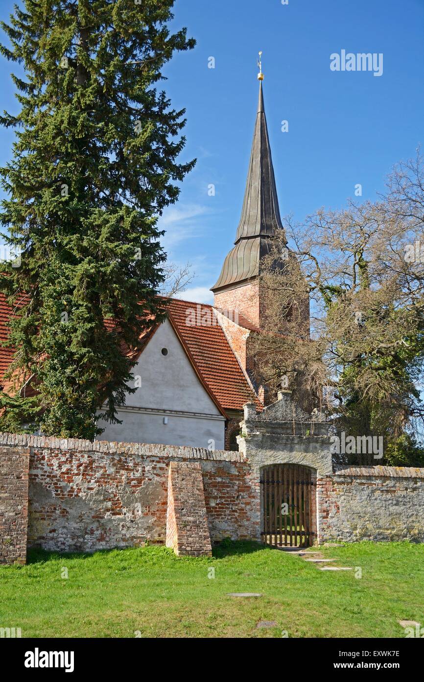 Church, Mellenthin, Usedom, Mecklenburg-Western Pomerania, Germany, Europe Stock Photo