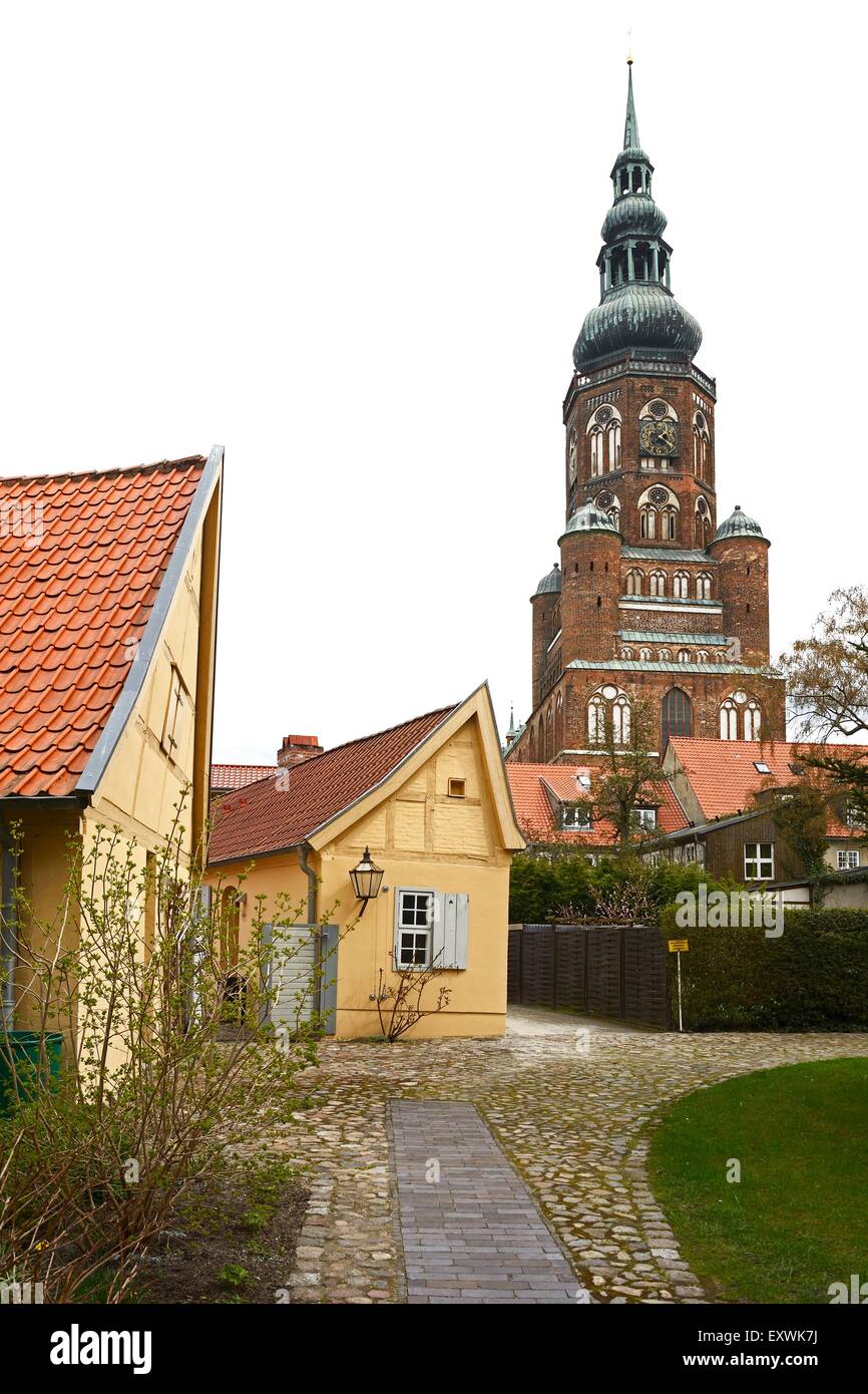 Cathedral St. Nikolai and Spiritushof, Greifswald, Mecklenburg-Western Pomerania, Germany, Europe Stock Photo