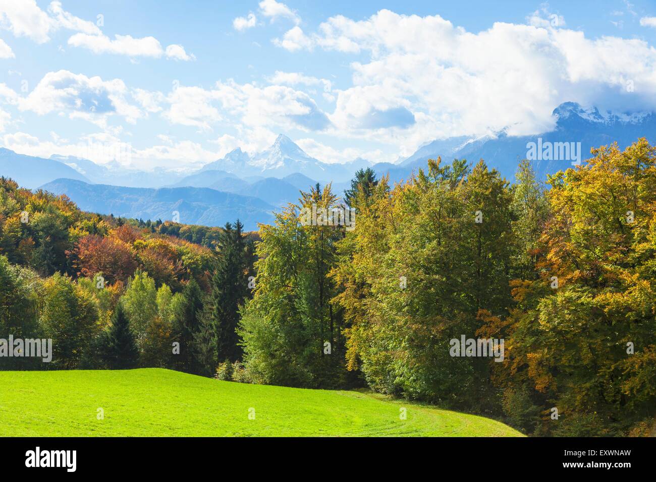 View from Gaisberg to Watzmann and Steinernes Meer, Salzachtal, Salzburger Land, Austria, Europe Stock Photo