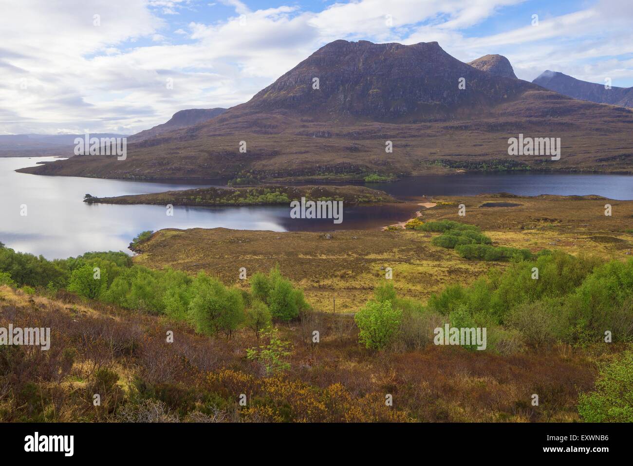 Stac Pollaidh and Loch Lurgainn, Scotland, Great Britain, Europe Stock Photo