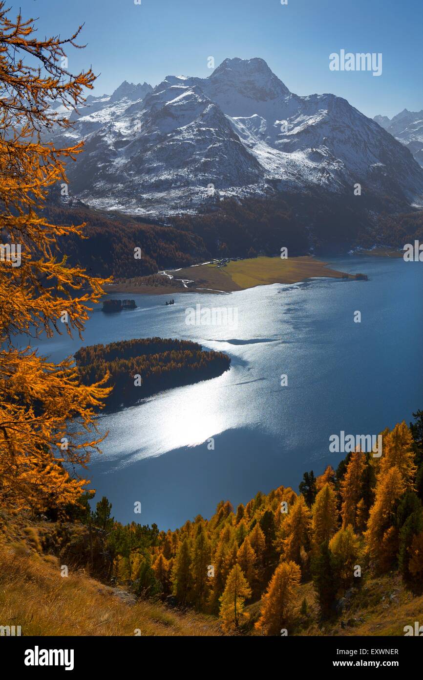 Mountainscape with Lake Sils, Upper Engadine, Switzerland Stock Photo