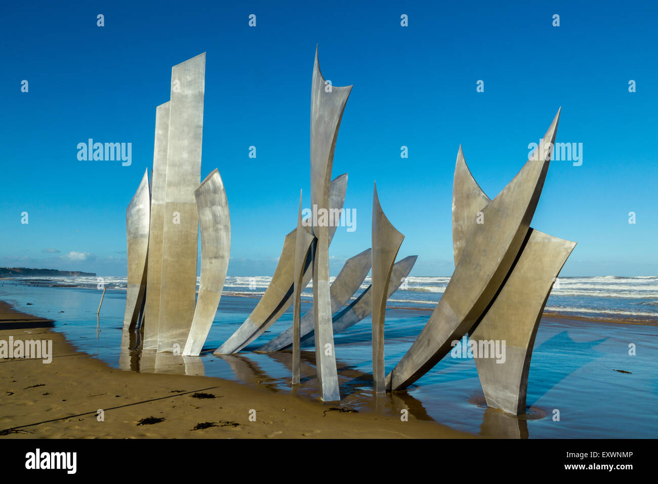 Omaha Beach, Memorial, Les Braves,Collevilles Sur Mer, Normandy, France Stock Photo