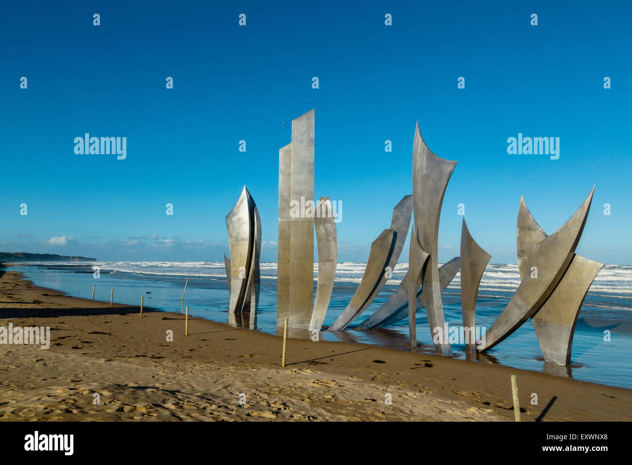 Omaha Beach, Memorial, Les Braves,Collevilles Sur Mer, Normandy, France Stock Photo