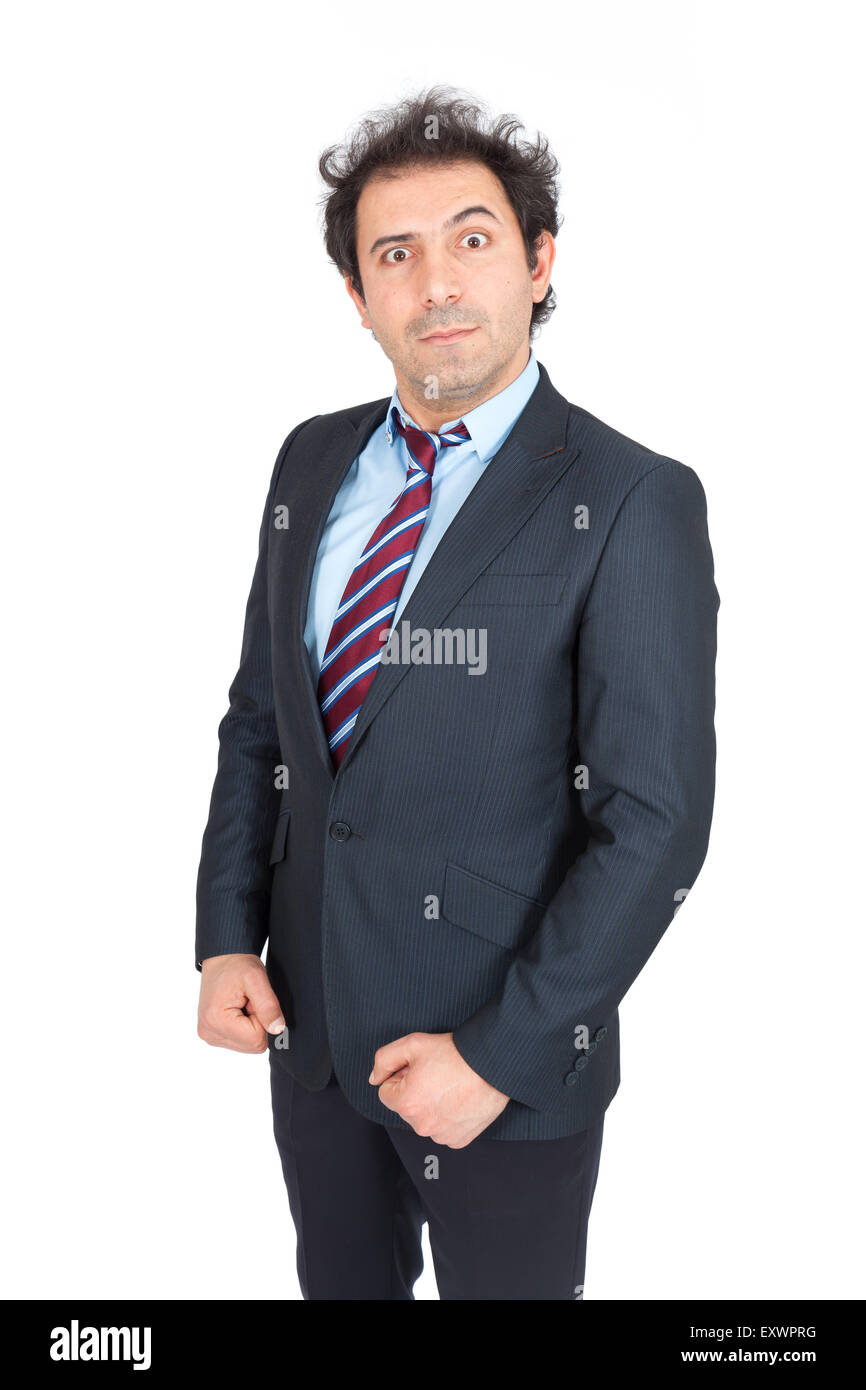 Handsome arabic man doing different expressions in different sets of clothes: angry Stock Photo