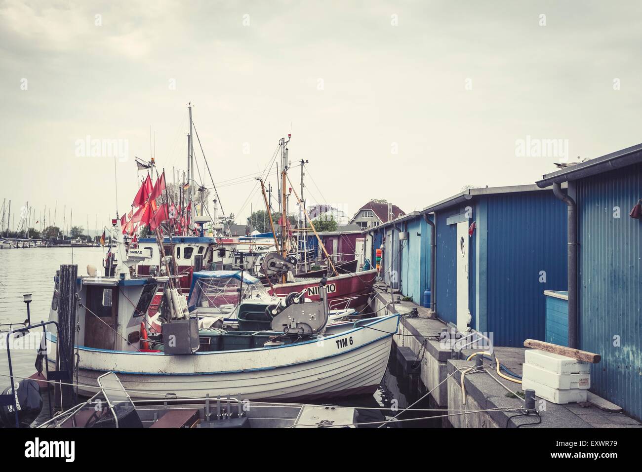 Boats in harbour, Niendorf, Schleswig-Holstein, Germany, Europe Stock Photo