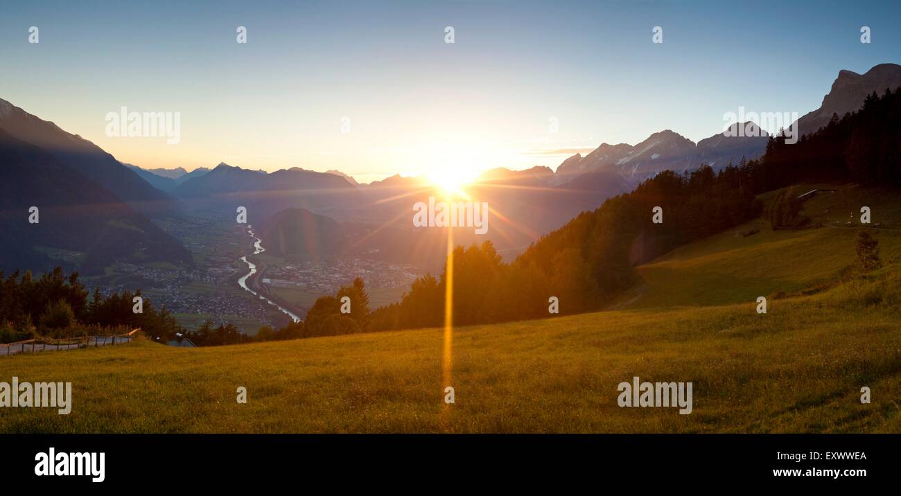Sunset, Tschirgant, Mieming Mountains, Tyrol, Austria, Europe Stock Photo
