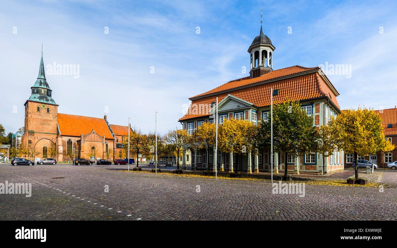 Marienkirche and town hall, Boizenburg, Mecklenburg-Western Pomerania, Germany, Europe Stock Photo
