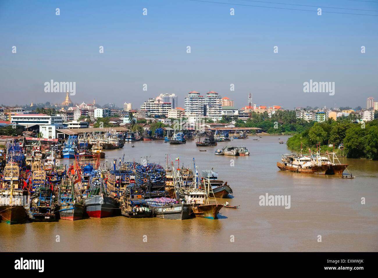 Harbour, Pazundaung Creek, Rangun, Myanmar, Asia Stock Photo