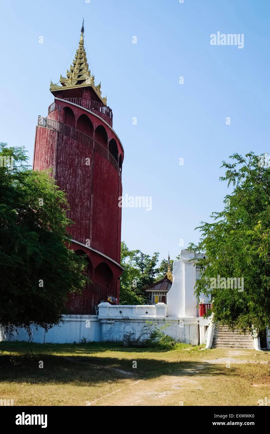 Lookout tower, Royal Palace, Mandalay, Myanmar, Asia Stock Photo