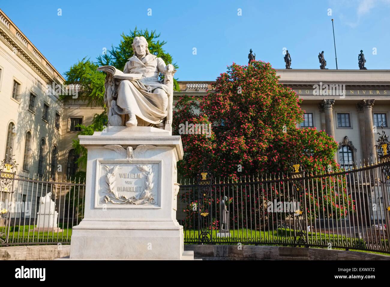 Wilhelm von Humboldt Monument, Unter den Linden, Berlin, Germany, Europe Stock Photo