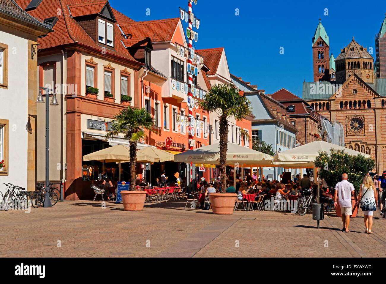 Maximilianstrasse and Speyerer Dom, Speyer, Rhineland-Palatinate, Germany, Europe Stock Photo