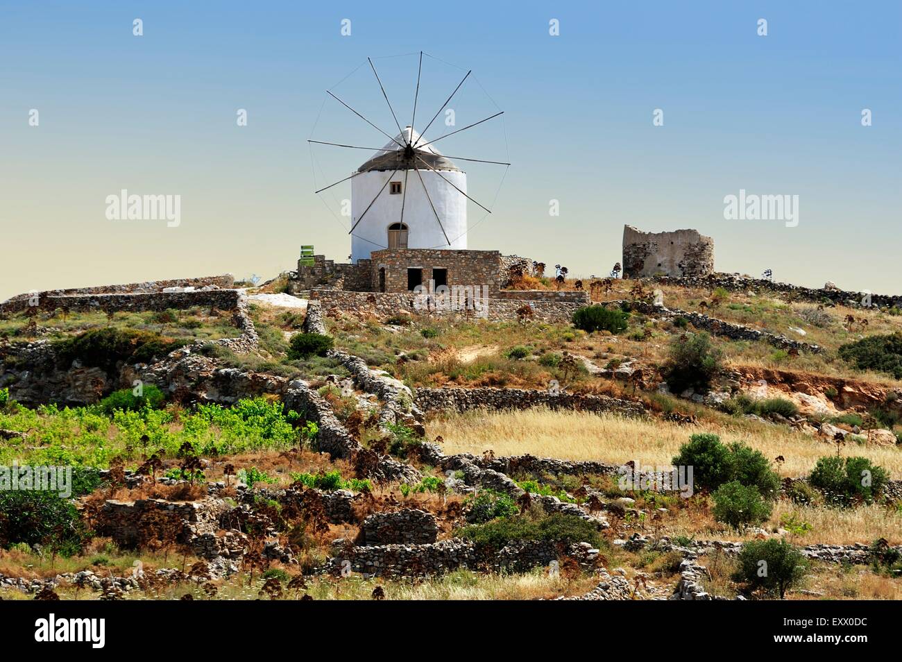 Windmill, Lefkes, Paros, The Cyclades, Greece, Europe Stock Photo - Alamy